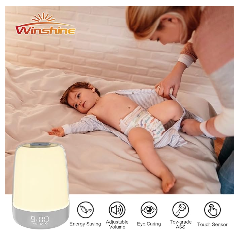 Touch Wake Up Night Light – Sunrise Simulation Alarm Clock with Dimmable Warm White and RGB Ambient Light