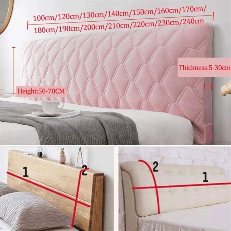 Headboard Cover – Stretch Velvet Protector, Dark Gray, 160 cm