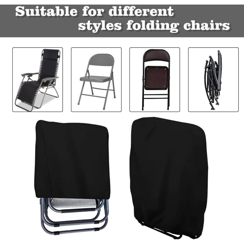 Folding Sun Lounger Cover – Windproof, UV-Resistant, Waterproof, 210D Oxford Fabric, Black, 20/34 x 71 x 110 cm, 2-Pack