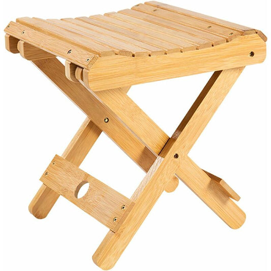 Solid Wood Folding Stool – Portable, Compact Design, Natural Nanmu Wood