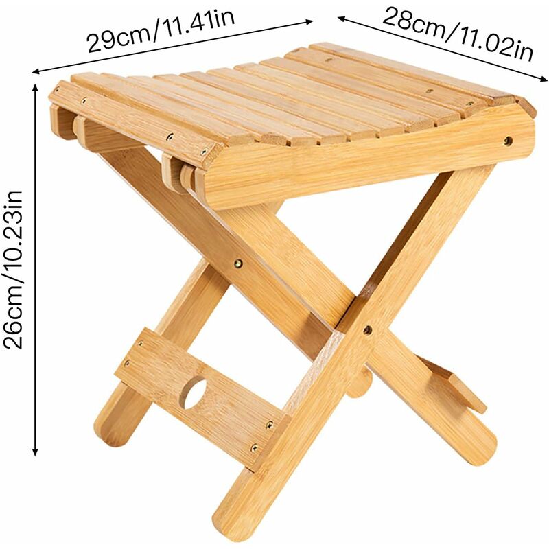 Solid Wood Folding Stool - Portable Stool For Home, Gaming, Fishing, Works In Bedrooms, Garden, Wood, 29X28X26 Cm