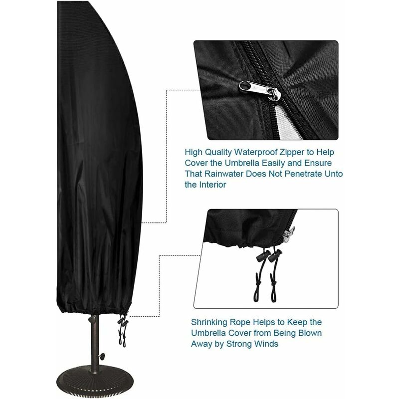 Waterproof Garden Parasol Cover – UV Resistant, Windproof, 265x70x50x40 cm
