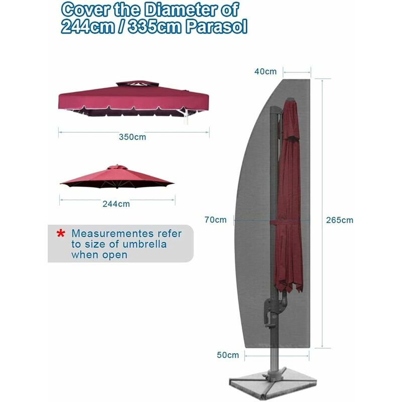 Waterproof Garden Parasol Cover – UV Resistant, Windproof, 265x70x50x40 cm