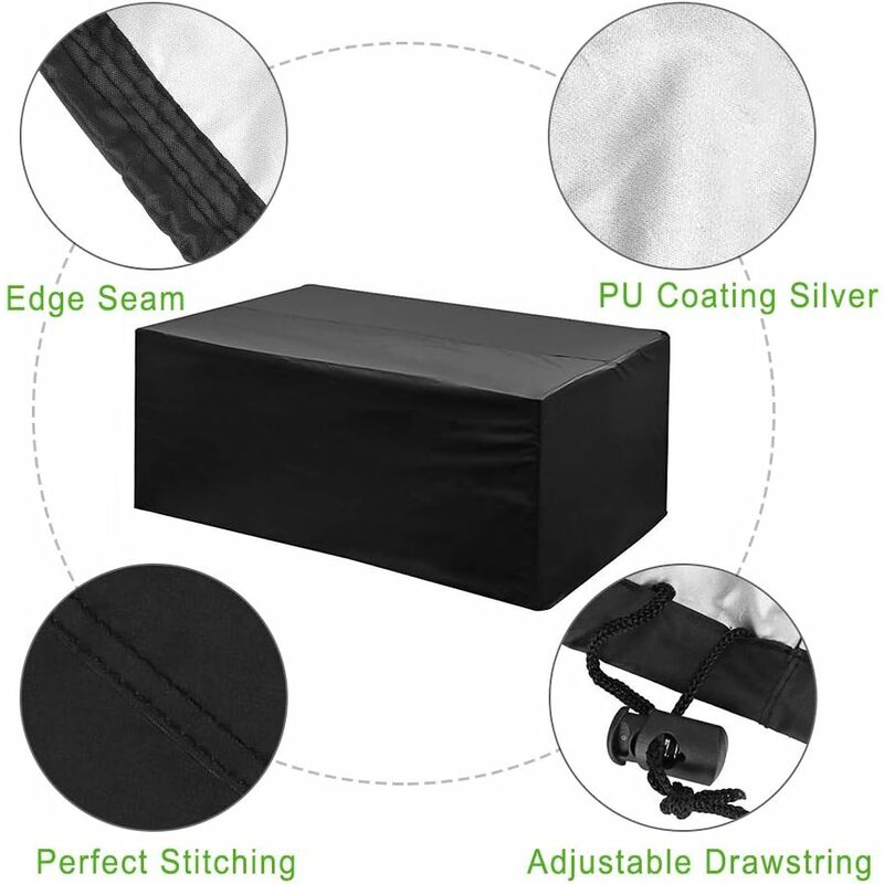 Garden Furniture Cover – Waterproof, Anti-UV 210T Polyester, 200x160x70cm, Black