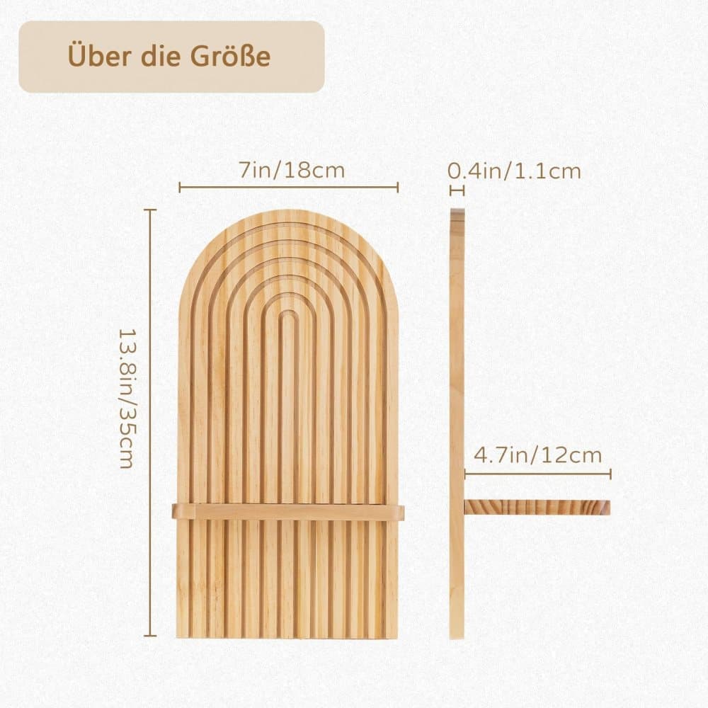 Bohemian Wooden Wall Shelves – Set of 2 with Expander Bolts, Brown