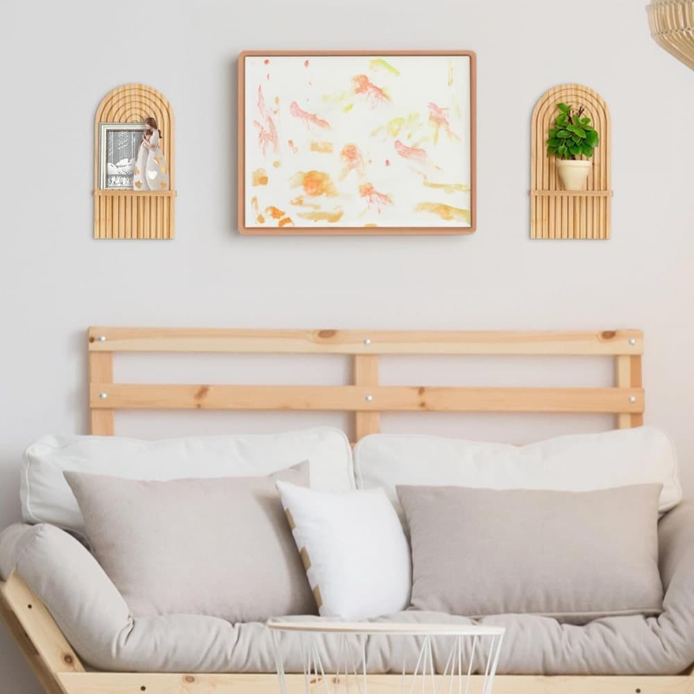 Bohemian Wooden Wall Shelves – Set of 2 with Expander Bolts, Brown