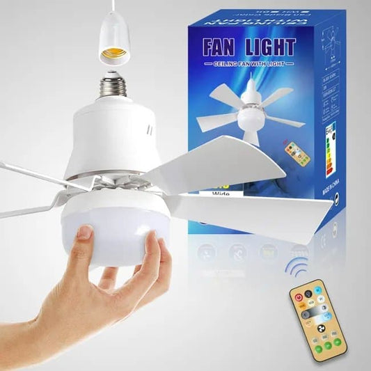 52 Inch LED Ceiling Fan with Remote Control, 3 Speeds and 3 Light Colors, E27 Bulb Compatible, White