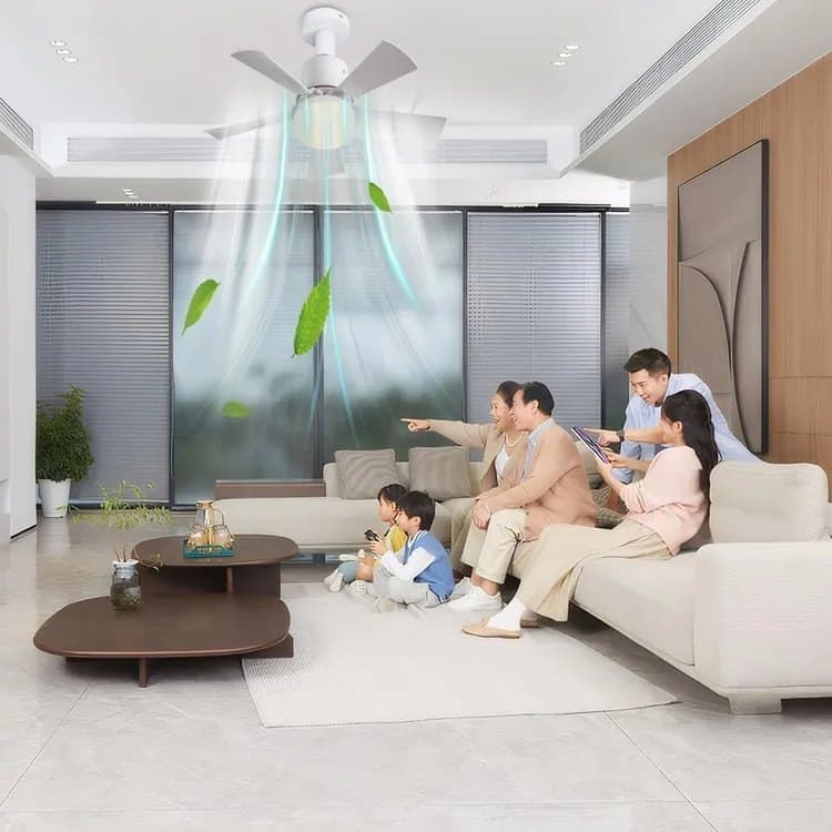 52 Inch LED Ceiling Fan with Remote Control, 3 Speeds and 3 Light Colors, E27 Bulb Compatible, White