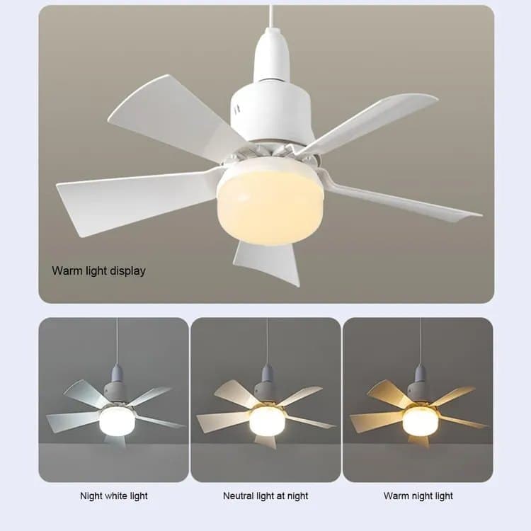 52 Inch LED Ceiling Fan with Remote Control, 3 Speeds and 3 Light Colors, E27 Bulb Compatible, White