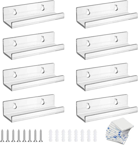 8 pieces - 4 inch - vinyl record wall brackets - clear acrylic wall shelf vinyl record holder - Vinyl record rack - Storage rack - Display stand - Acrylic display stand - 10*3.5*3 cm - transparent