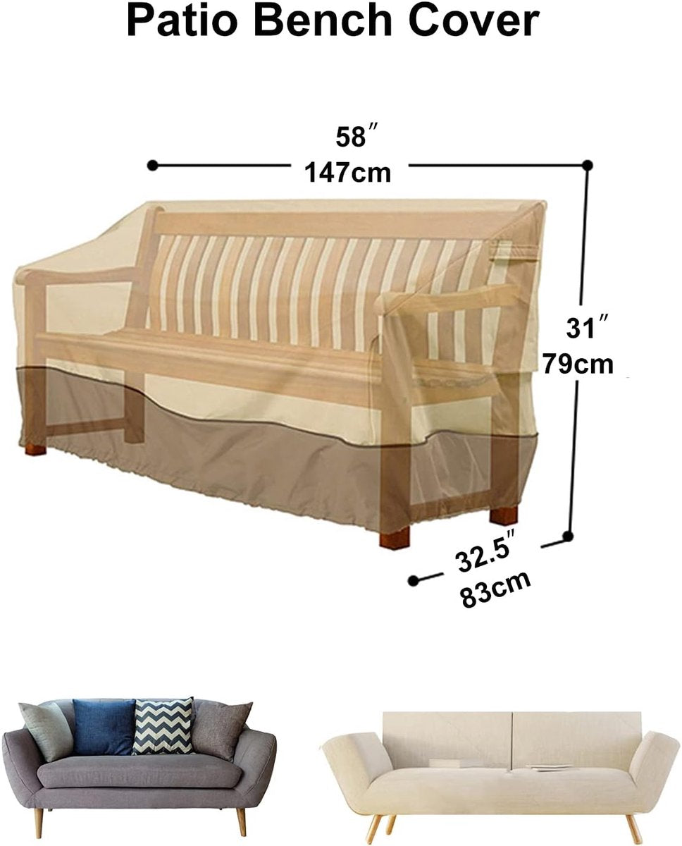 Garden Bench Cover – Waterproof, Windproof 210D Oxford, Beige, 147 x 83 x 79 cm