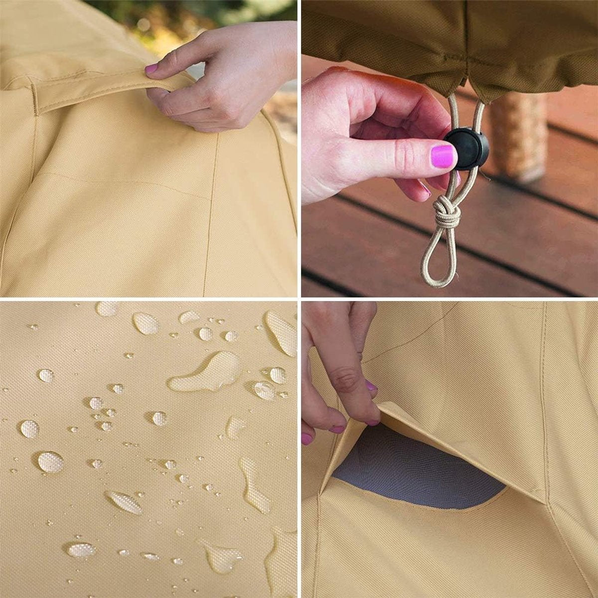 Garden Bench Cover – Waterproof, Windproof 210D Oxford, Beige, 147 x 83 x 79 cm