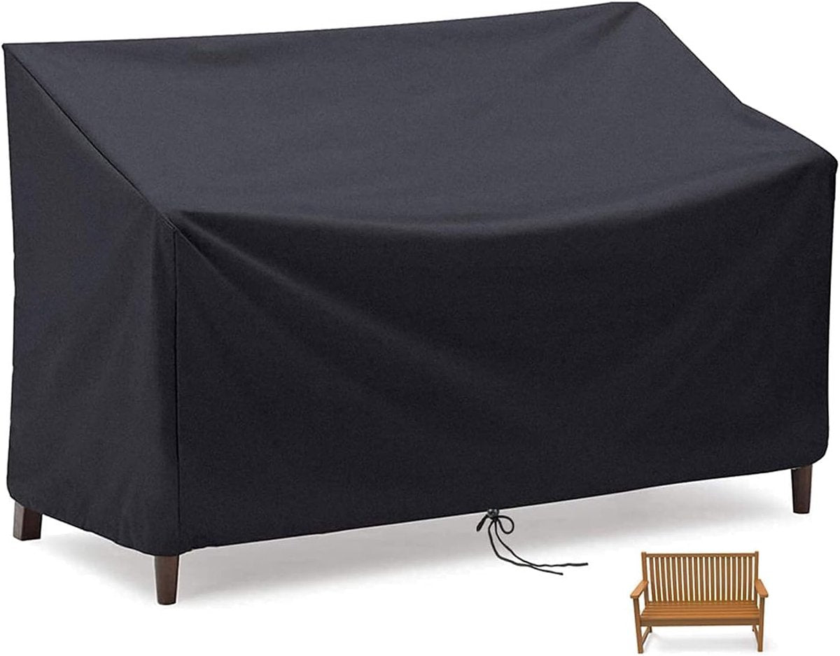 Garden Bench Cover – Waterproof, Windproof, UV-Resistant 2-Seater, Black Oxford Fabric