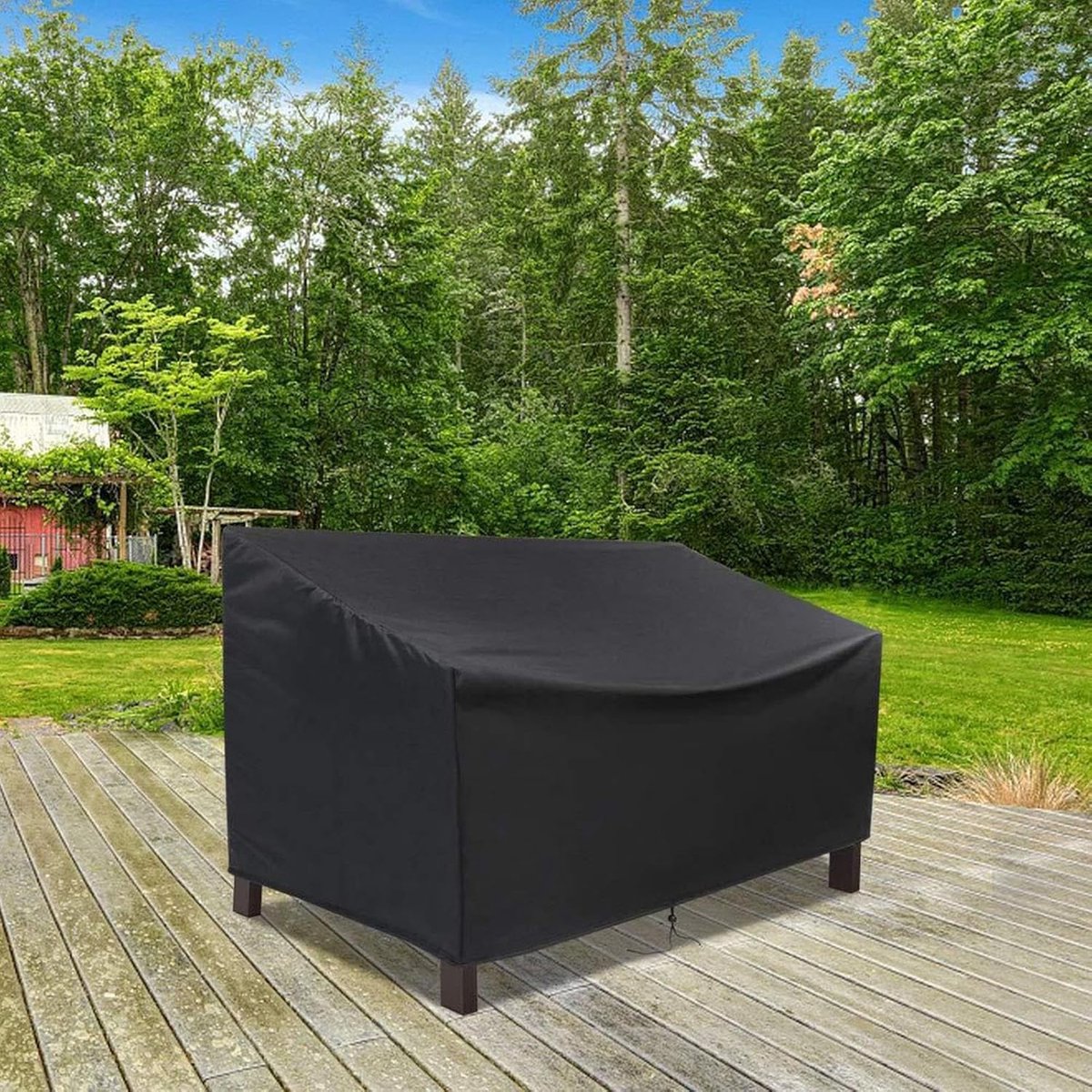 Garden Bench Cover – Waterproof, Windproof, UV-Resistant 2-Seater, Black Oxford Fabric