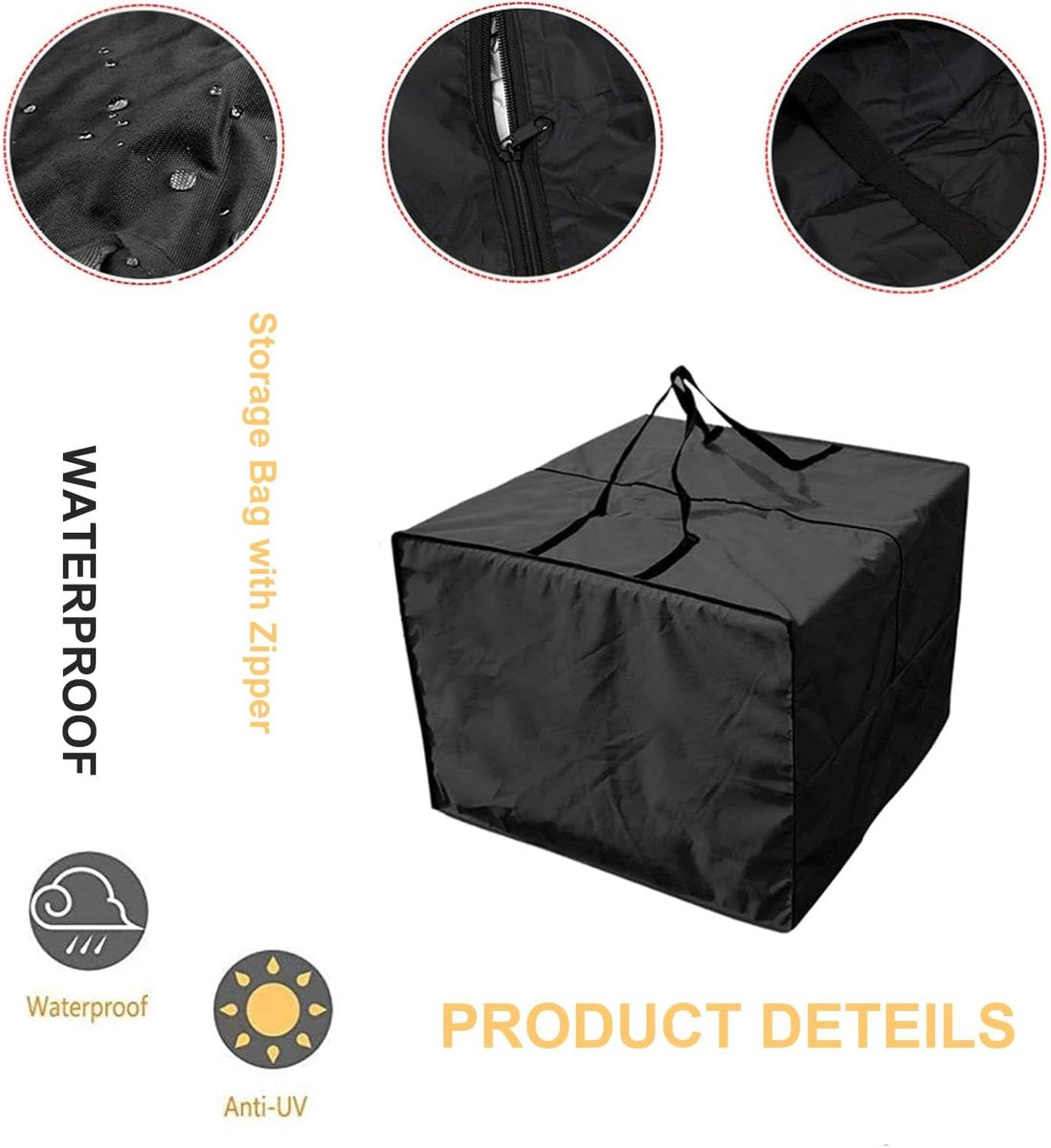 Storage bag - Furniture cover - Garden furniture cover - Storage bag for seat cushion - Oxford fabric storage bag - Waterproof storage bag - dust cover - with storage bag - with zipper, handles - for garden furniture, clothing, cushions - 81*81*61 cm - bl