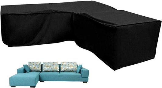 L-Shaped Garden Bench Cover – Weatherproof with Drawstring, Black