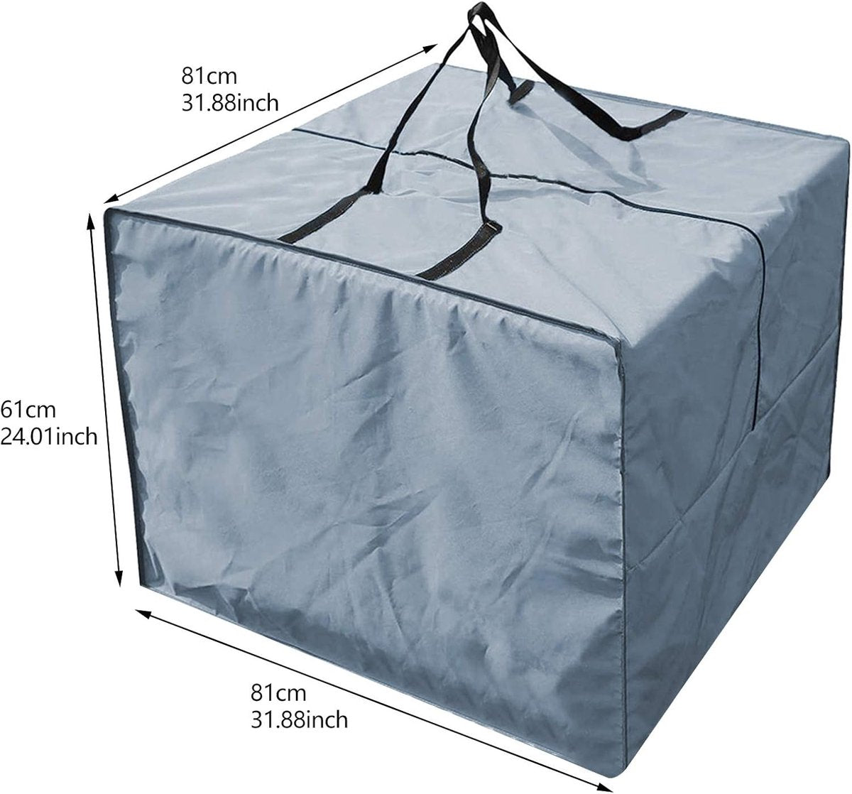 Storage bag - Furniture cover - Garden furniture cover - Storage bag for seat cushion - Oxford fabric storage bag - Waterproof storage bag - dust cover - with storage bag - with zipper, handles - for garden furniture, clothing, cushions - 81*81*61 cm - gr