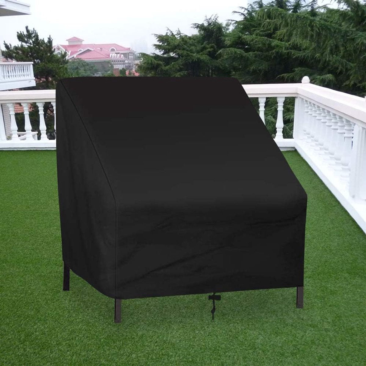 Sofa Protective Cover - Waterproof Chair Cover - Outdoor Patio Furniture Covers - Garden Chair Cover - Waterproof Swing & Lounge Chairs - Protective Cover - Snow Protection Cover - Waterproof - 210D Oxford Cloth - Black - 37.8"W x 30.7"D x 28.74"H