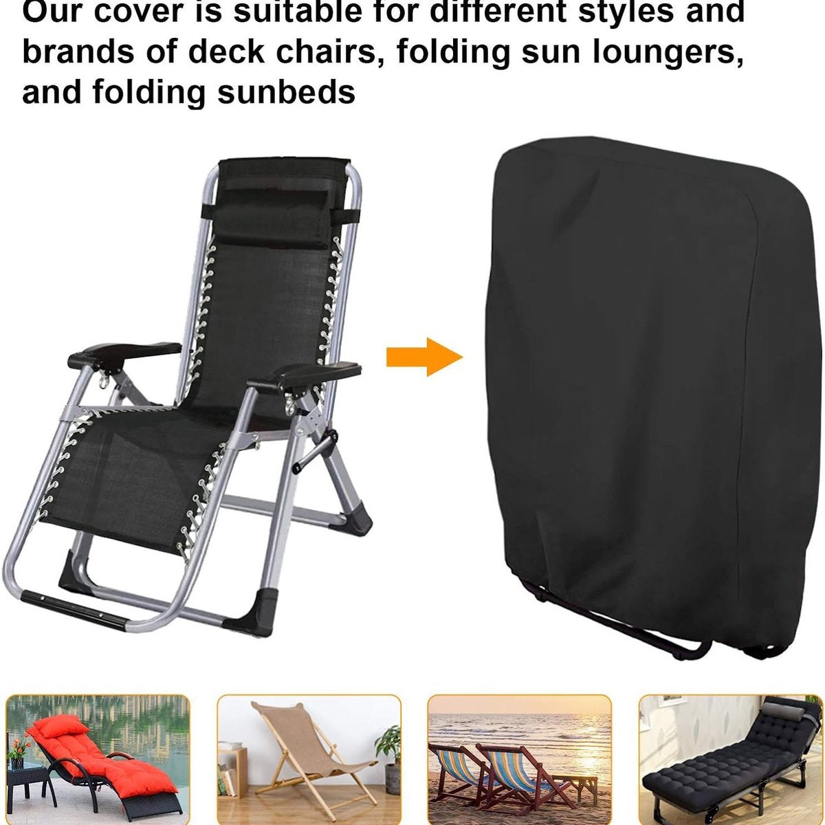 Waterproof Chair Cover - Set of 2 - Garden Chair Cover - Protective Cover for Garden Furniture - Waterproof Chair Cover - Cover for Folding Chairs - Garden Furniture Cover - Garden Chair Cover - 71x20/34x110cm - For Outdoor Use in the Garden, Balcony or T