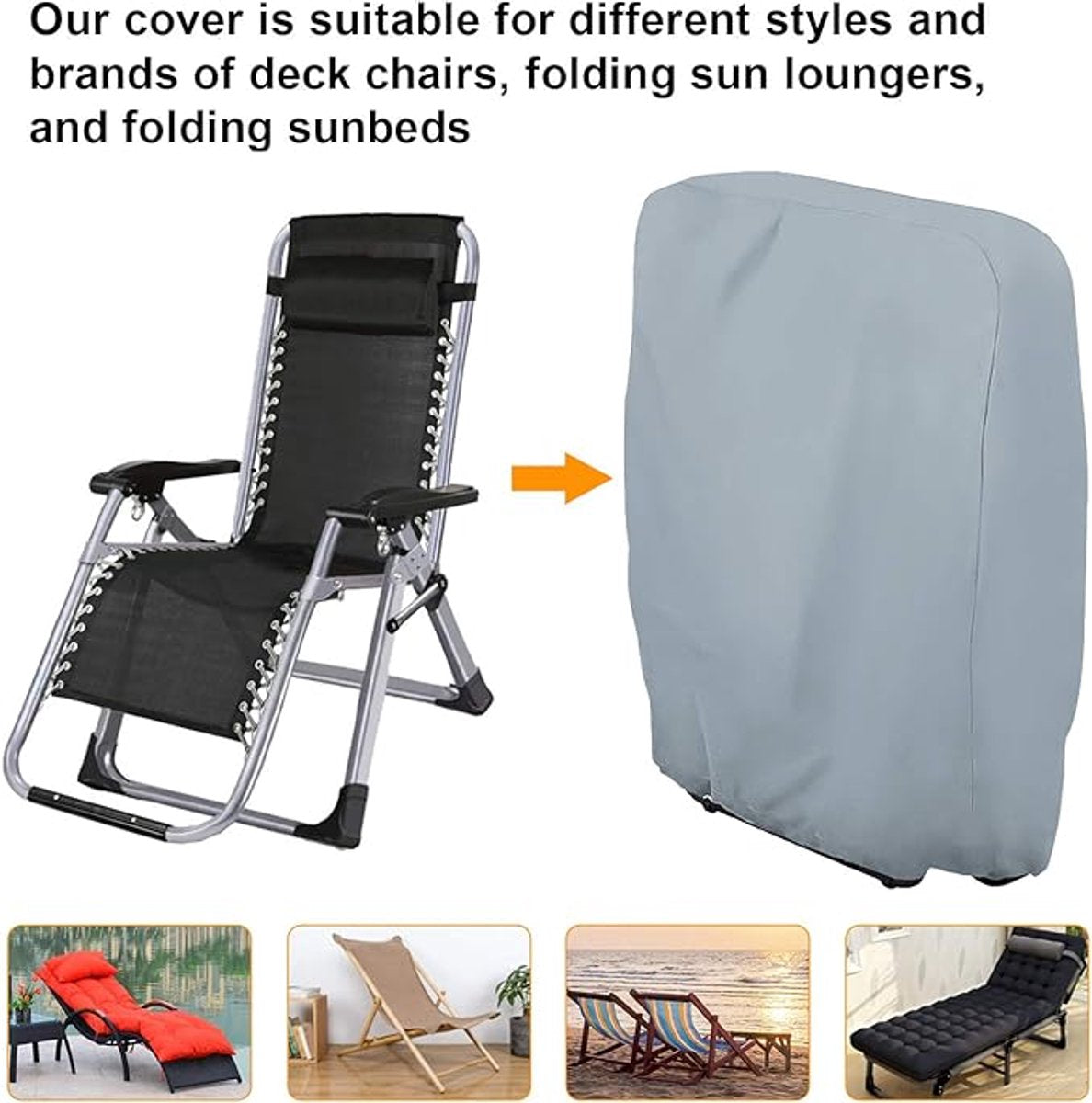 Waterproof Chair Cover - Garden Chair Cover - Protective Cover for Garden Furniture - Waterproof Chair Cover - Cover for Folding Chairs - Garden Furniture Cover - Garden Chair Cover - 71x20/34x110cm - For Outdoor Use in the Garden, Balcony or Terrace - Gr