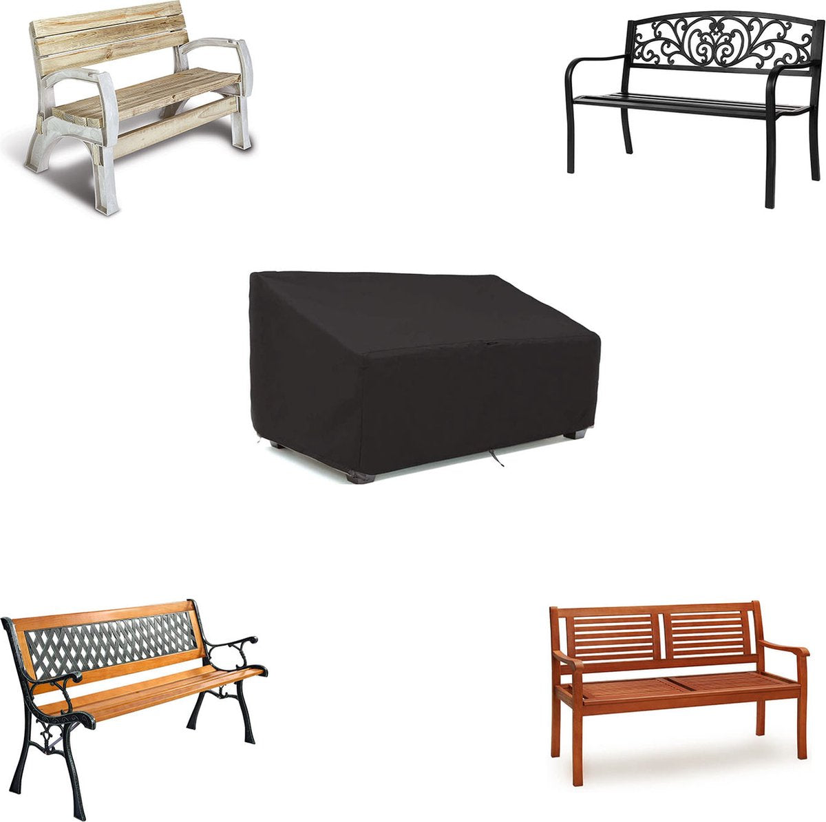 Garden Bench Cover – Waterproof 210D Oxford Cloth, Black, 224x83x84cm