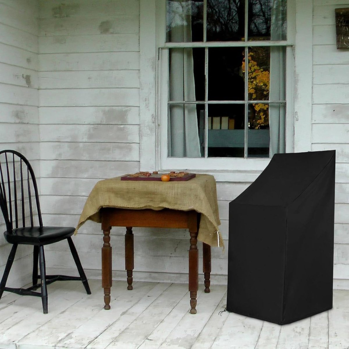 Garden Chair Cover - Waterproof Protective Cover for Garden Furniture - Protective Cover for Garden Chairs - Cover Suitable for Stackable Chairs - 89*89*120/89cm - Black - 210D Oxford Cloth - Waterproof - Durable - Garden Furniture Covers - Garden Furnitu