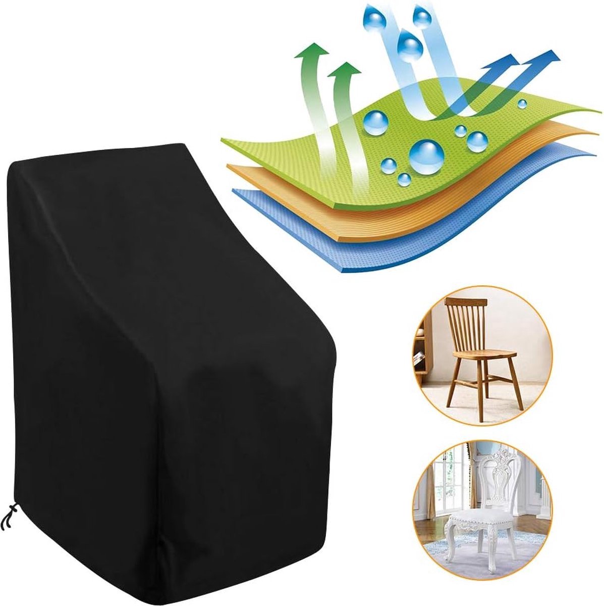Garden Chair Cover - Waterproof Protective Cover for Garden Furniture - Protective Cover for Garden Chairs - Cover Suitable for Stackable Chairs - 89*89*120/89cm - Black - 210D Oxford Cloth - Waterproof - Durable - Garden Furniture Covers - Garden Furnitu