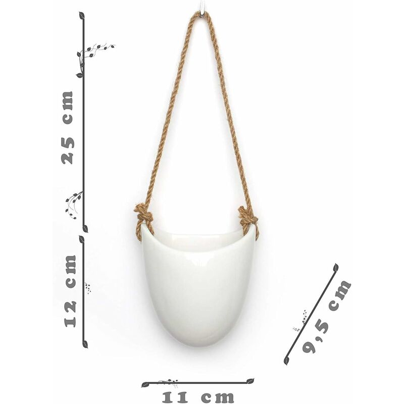 Ceramic Wall Pots 3-Pack – White, Matte Finish, Hanging Set