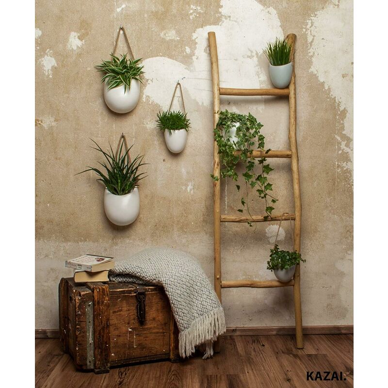 Ceramic Wall Pots 3-Pack – White, Matte Finish, Hanging Set