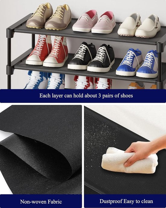 3-Tier Shoe Rack – Stackable, Black, 27.5 Inch Wide