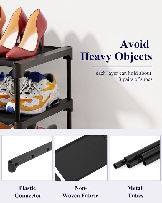 3-Tier Shoe Rack – Stackable, Black, 27.5 Inch Wide