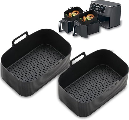 Airfryer Silicone Pads – Heat Resistant, Black, 19.5 x 16.5 cm, 2-Pack