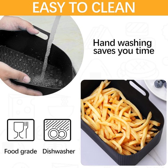 Airfryer Silicone Pads – Heat Resistant, Black, 19.5 x 16.5 cm, 2-Pack