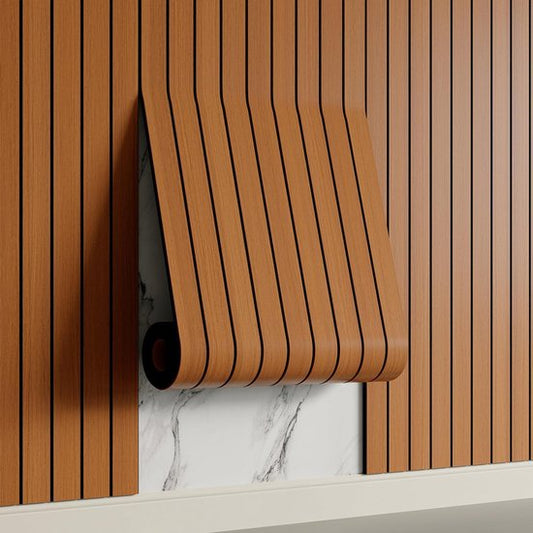 2 Pack Peel and Stick Oak Wood Slat Feature Wall Panels 300x40cm Each | DIY TV Headboard PVC Decor Wall Liner for Interior Wall & Ceiling Makeover（KC-53881）