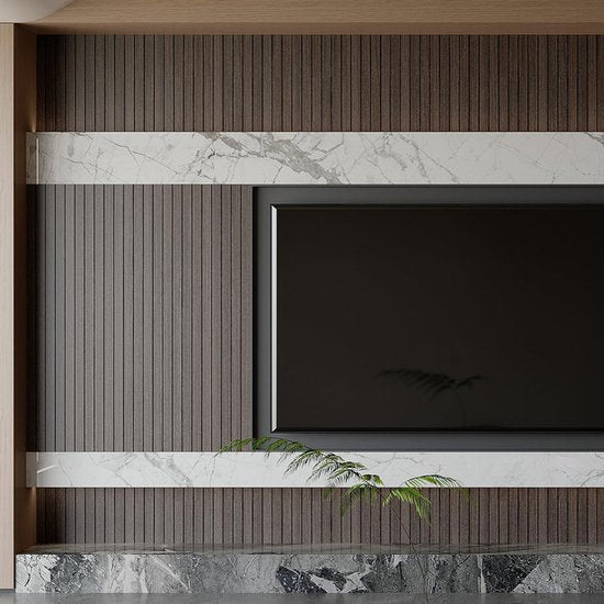 2 Pack Peel and Stick Oak Wood Slat Feature Wall Panels 300x40cm Each | DIY TV Headboard PVC Decor Wall Liner for Interior Wall & Ceiling Makeover（KC-1037C-18）