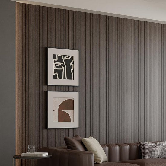 2 Pack Peel and Stick Oak Wood Slat Feature Wall Panels 300x40cm Each | DIY TV Headboard PVC Decor Wall Liner for Interior Wall & Ceiling Makeover（KC-1037C-18）