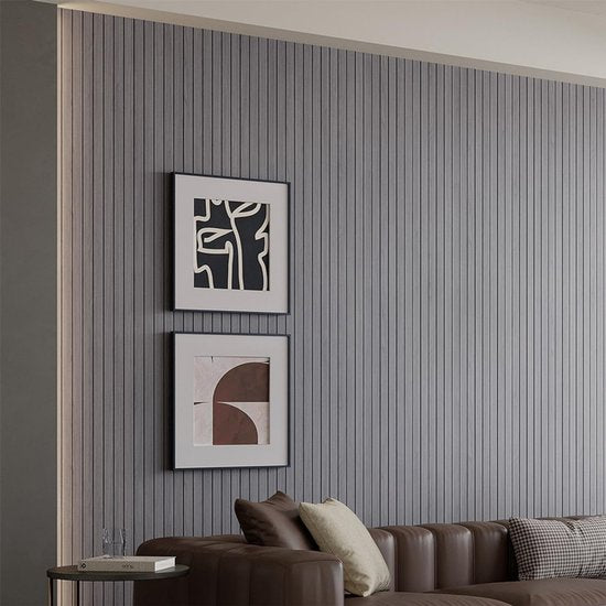 2 Pack Peel and Stick Oak Wood Slat Feature Wall Panels 300x40cm Each | DIY TV Headboard PVC Decor Wall Liner for Interior Wall & Ceiling Makeover（KC-1067D-19）