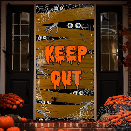 Halloween Door Cover, Scary Fabric Door Decoration for Indoor and Outdoor Halloween Parties, Front Door, Porch and Wall Decor