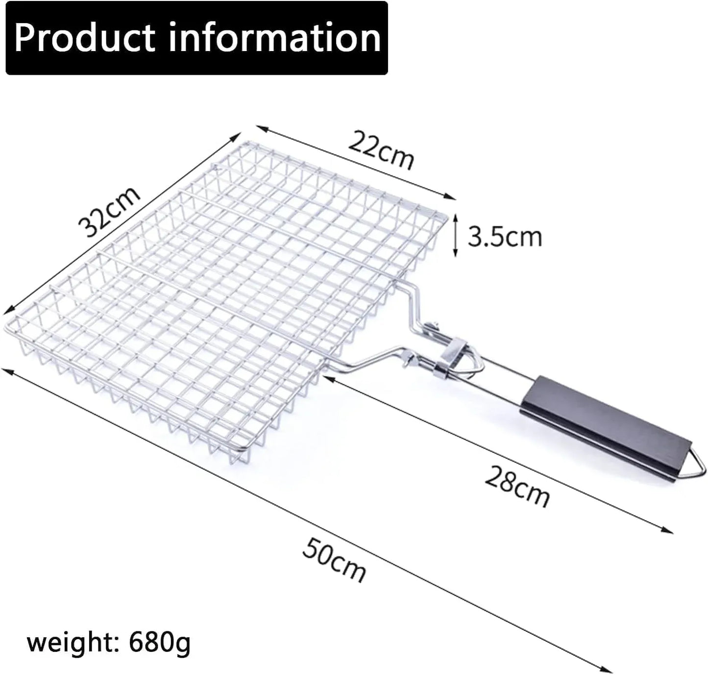 Large Grill Basket Portable Folding BBQ Grilling Rack for Fish Vegetables and Shrimp, Camping Cookouts, for Safe Pet Grooming and Care