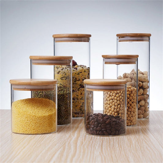 Glass Storage Containers with Lids, Glass Jars with Lids, Food Jar, Round Canister, Pantry Organizers and Storage for, Transparent, 175 ml