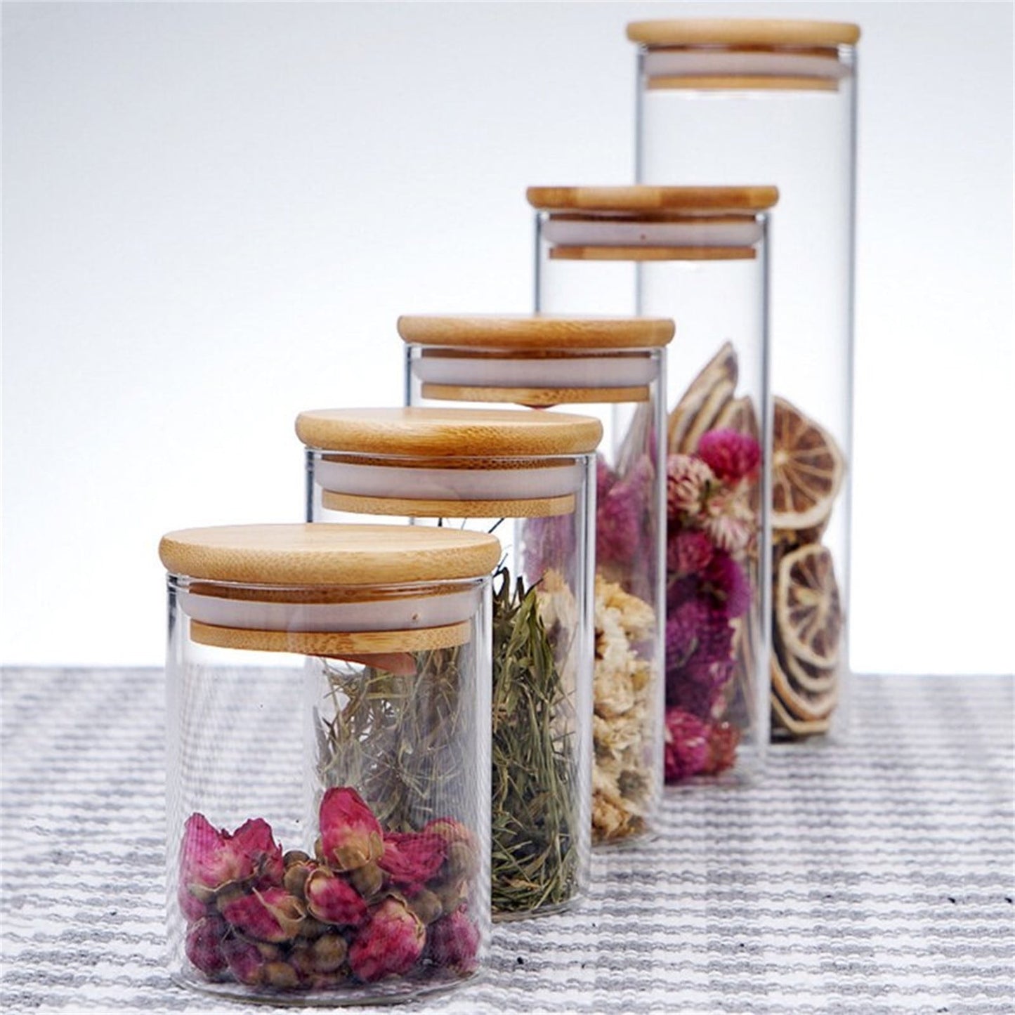 Glass Storage Containers with Lids – Clear Round Pantry Jars for Food Storage, 175ml