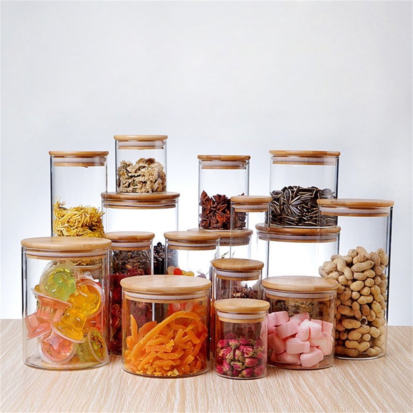 Glass Storage Containers with Lids – Clear Round Pantry Jars for Food Storage, 175ml
