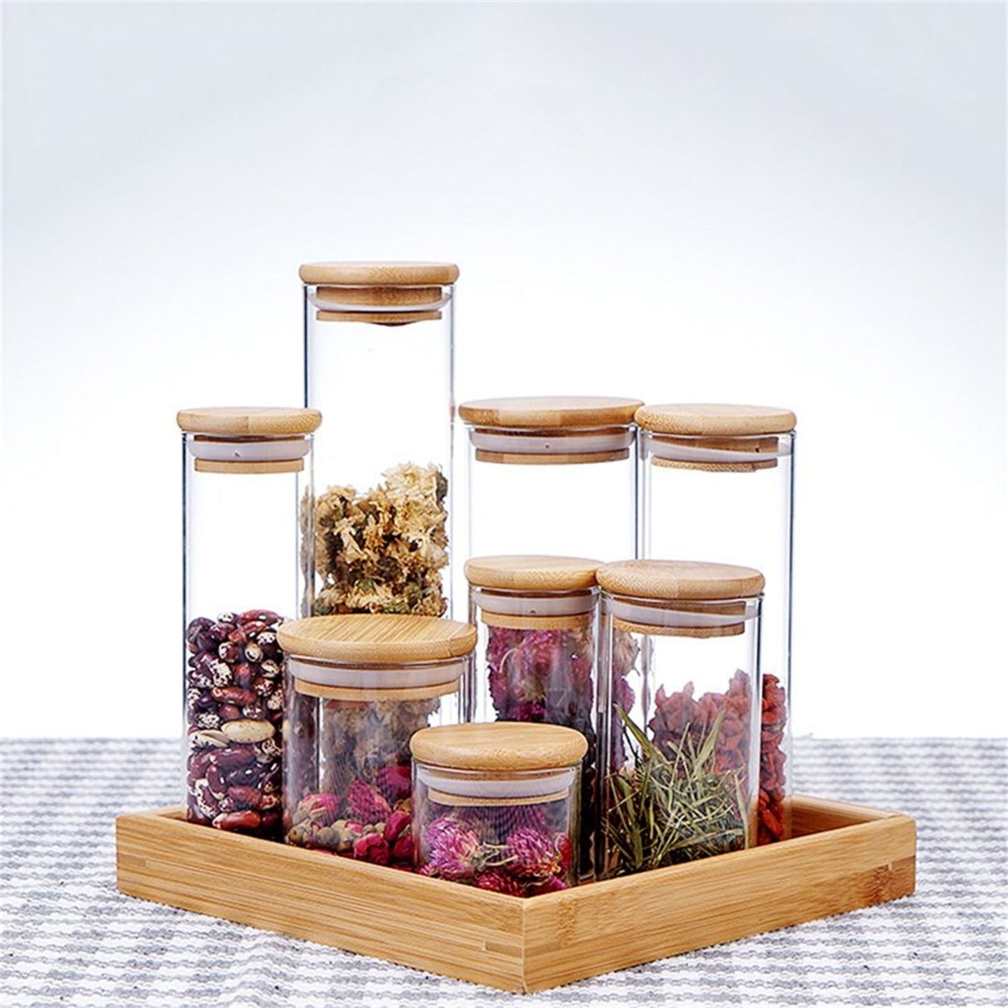 Glass Storage Containers with Lids – Clear Round Pantry Jars for Food Storage, 175ml