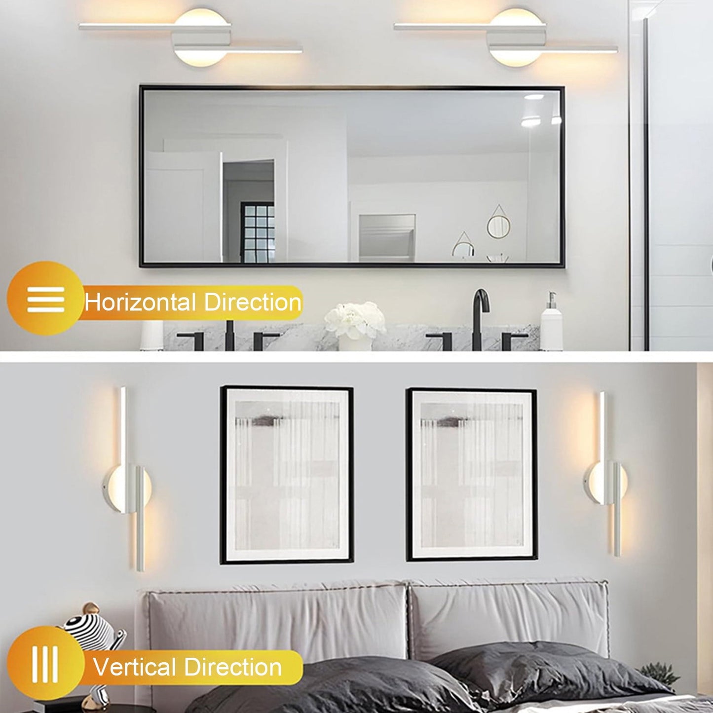 Battery Operated Wall Sconce – Rechargeable, 360° Rotation, Dimmable White LED Lamp