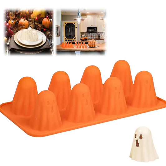 3D Ghost Silicone Molds, Halloween Silicone Baking Molds, Ghost Chocolate Candy Mold for Halloween Party, Orange, 21.1 x 25.9 cm