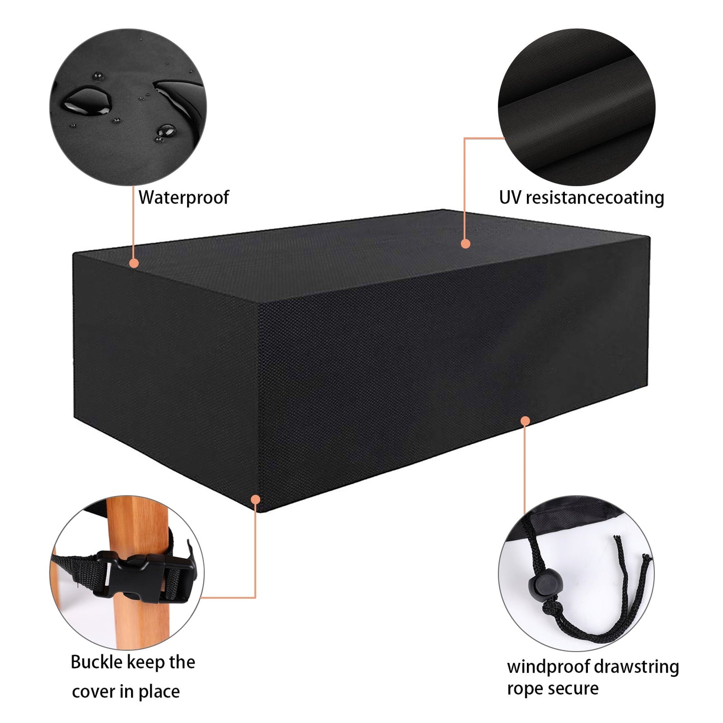 Rectangular Patio Table Cover – Heavy Duty Waterproof, 124" x 63" x 29"
