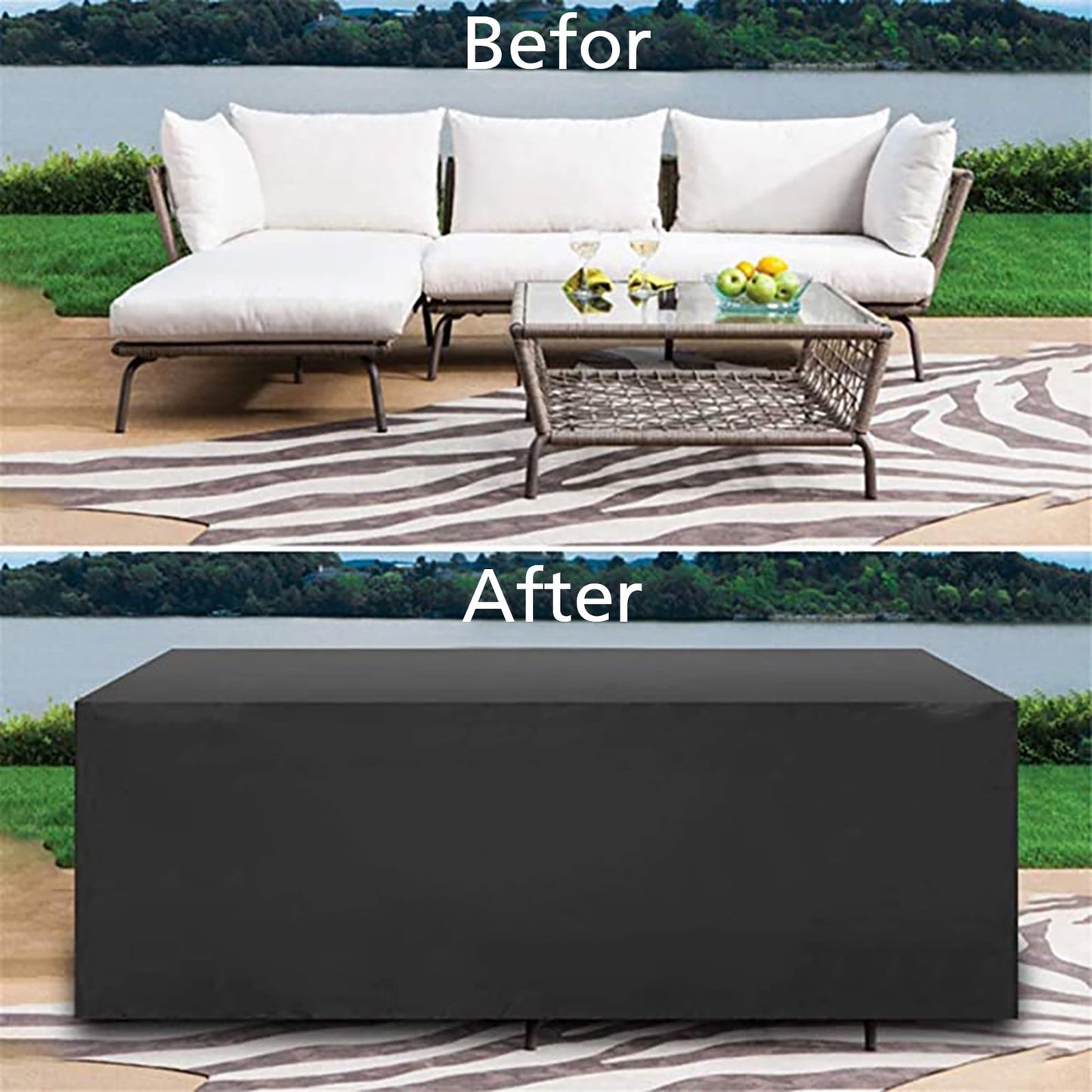 Rectangular Patio Table Cover – Heavy Duty Waterproof, 128" x 82" x 23"