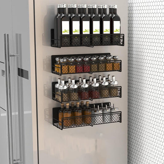Magnetic Spice Rack – Strong Metal Magnet, Black Space-Saving Organizer
