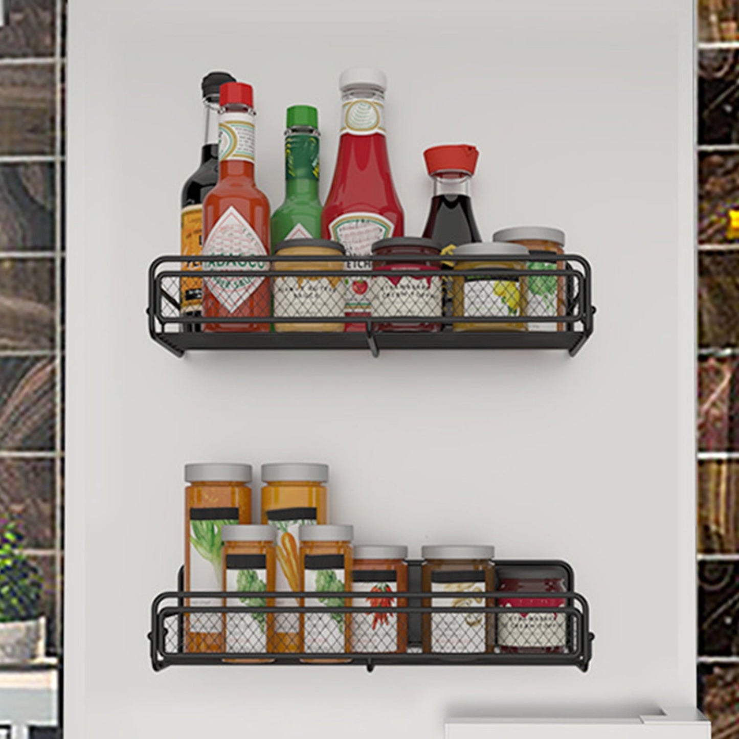 Magnetic Spice Rack – Strong Metal Magnet, Black Space-Saving Organizer
