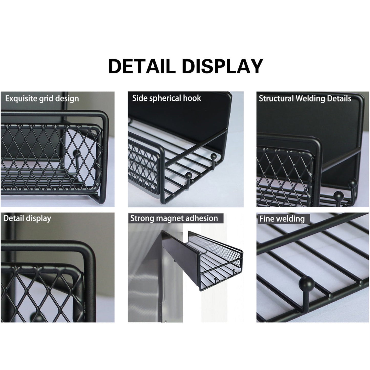 Magnetic Spice Rack – Strong Metal Magnet, Black Space-Saving Organizer